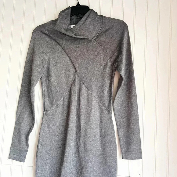 REISS Size XS Long Sleeve Gray Alethia Metallic Knit Dress - Picture 5 of 7